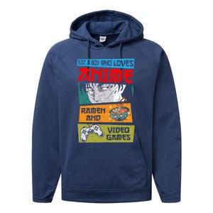 Just A Who Loves Anime Ra And Video Games Gaming Funny Gift Performance Fleece Hoodie