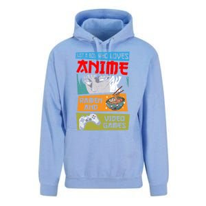 Just A Who Loves Anime Ra And Video Games Gaming Funny Gift Unisex Surf Hoodie