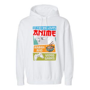 Just A Who Loves Anime Ra And Video Games Gaming Funny Gift Garment-Dyed Fleece Hoodie