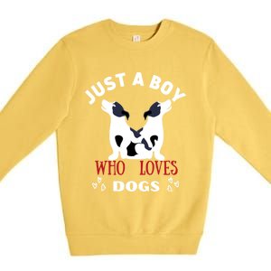 Just A Who Loves Dogs Valentines Day Dogs Funny Gift Premium Crewneck Sweatshirt