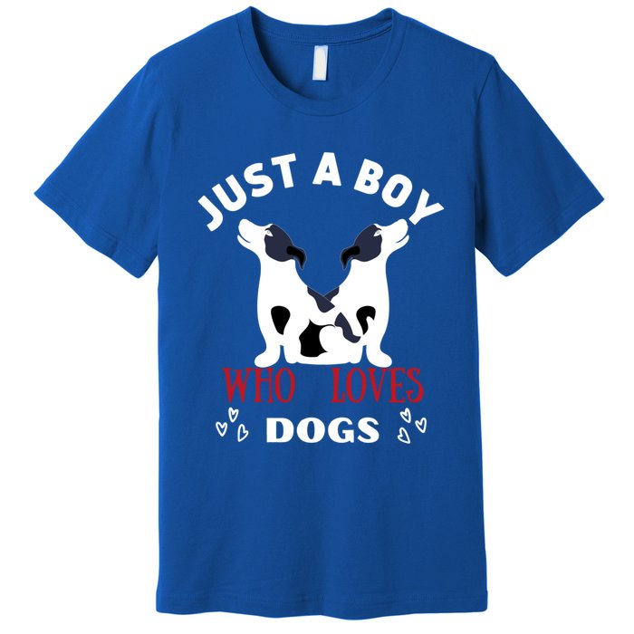 Just A Who Loves Dogs Valentines Day Dogs Funny Gift Premium T-Shirt