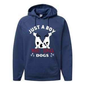 Just A Who Loves Dogs Valentines Day Dogs Funny Gift Performance Fleece Hoodie