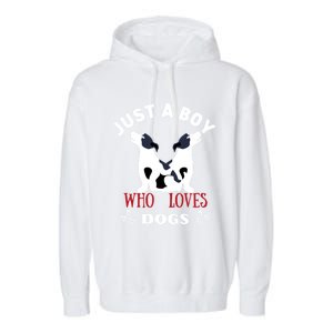 Just A Who Loves Dogs Valentines Day Dogs Funny Gift Garment-Dyed Fleece Hoodie