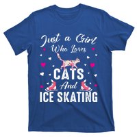 Just A Who Loves Cats And Ice Skating Skate Gift T-Shirt