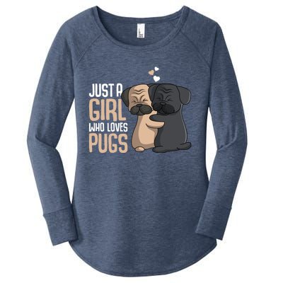 Just A Who Loves Pugs Pug Lover Gift Women's Perfect Tri Tunic Long Sleeve Shirt