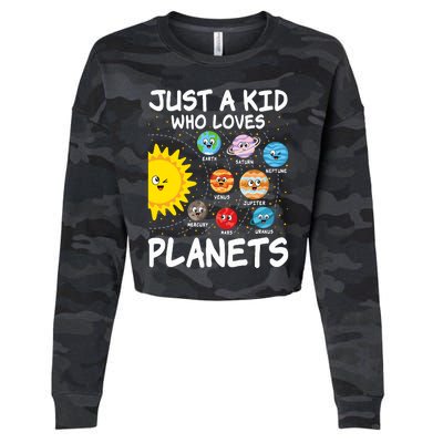 Just A Who Loves Planets Space Solar System Boy Girl Cropped Pullover Crew