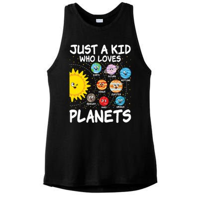 Just A Who Loves Planets Space Solar System Boy Girl Ladies PosiCharge Tri-Blend Wicking Tank