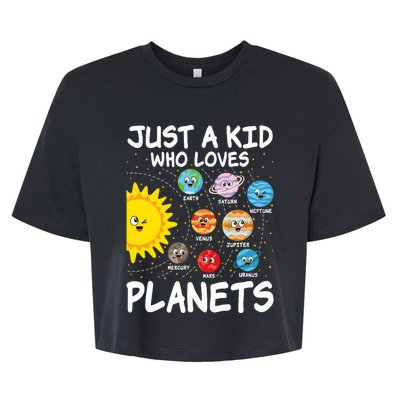 Just A Who Loves Planets Space Solar System Boy Girl Bella+Canvas Jersey Crop Tee