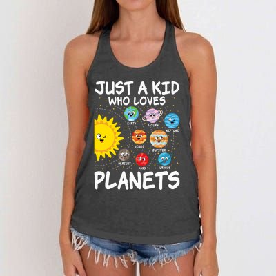 Just A Who Loves Planets Space Solar System Boy Girl Women's Knotted Racerback Tank