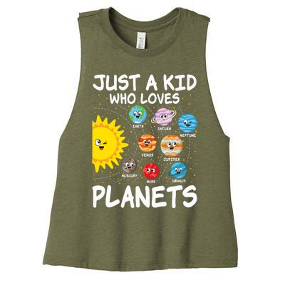 Just A Who Loves Planets Space Solar System Boy Girl Women's Racerback Cropped Tank