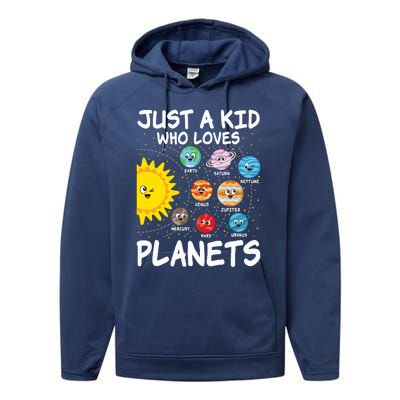 Just A Who Loves Planets Space Solar System Boy Girl Performance Fleece Hoodie