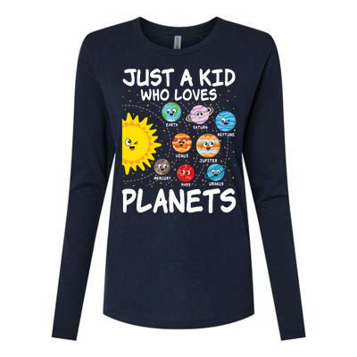 Just A Who Loves Planets Space Solar System Boy Girl Womens Cotton Relaxed Long Sleeve T-Shirt