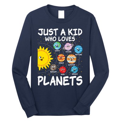 Just A Who Loves Planets Space Solar System Boy Girl Long Sleeve Shirt