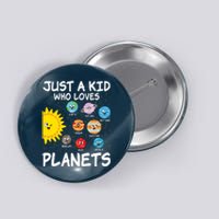 Just A Who Loves Planets Space Solar System Boy Girl Button