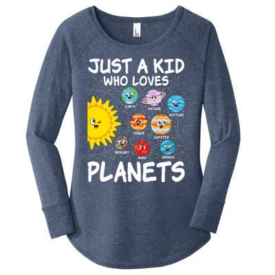 Just A Who Loves Planets Space Solar System Boy Girl Women's Perfect Tri Tunic Long Sleeve Shirt