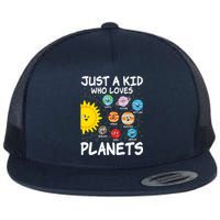 Just A Who Loves Planets Space Solar System Boy Girl Flat Bill Trucker Hat