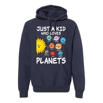 Just A Who Loves Planets Space Solar System Boy Girl Premium Hoodie