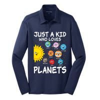 Just A Who Loves Planets Space Solar System Boy Girl Silk Touch Performance Long Sleeve Polo