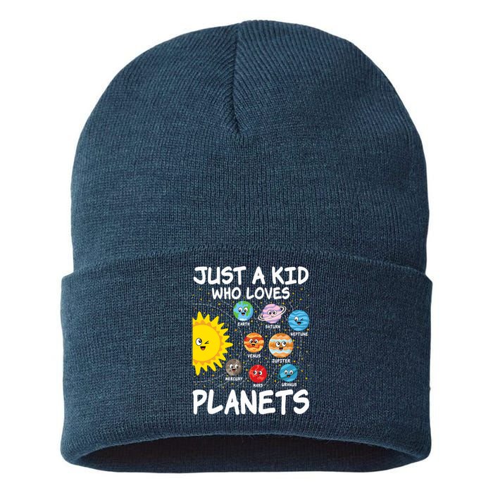 Just A Who Loves Planets Space Solar System Boy Girl Sustainable Knit Beanie