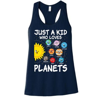 Just A Who Loves Planets Space Solar System Boy Girl Women's Racerback Tank