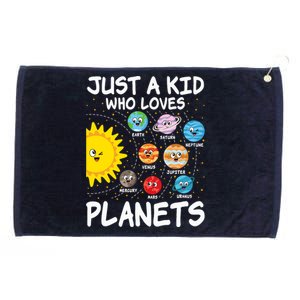 Just A Who Loves Planets Space Solar System Boy Girl Grommeted Golf Towel