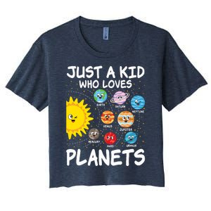 Just A Who Loves Planets Space Solar System Boy Girl Women's Crop Top Tee