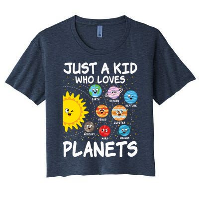 Just A Who Loves Planets Space Solar System Boy Girl Women's Crop Top Tee