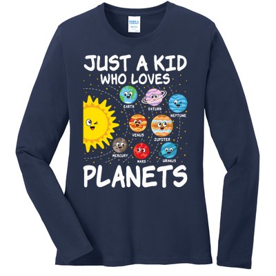 Just A Who Loves Planets Space Solar System Boy Girl Ladies Long Sleeve Shirt