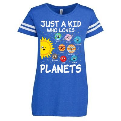 Just A Who Loves Planets Space Solar System Boy Girl Enza Ladies Jersey Football T-Shirt