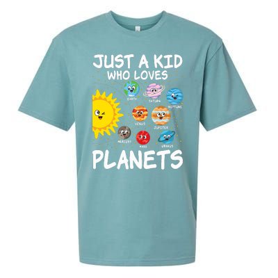 Just A Who Loves Planets Space Solar System Boy Girl Sueded Cloud Jersey T-Shirt