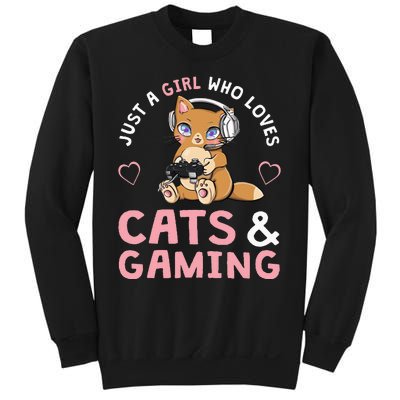 Just A  Who Loves Cats And Gaming Cute Gamer Cat Sweatshirt