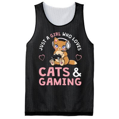 Just A  Who Loves Cats And Gaming Cute Gamer Cat Mesh Reversible Basketball Jersey Tank