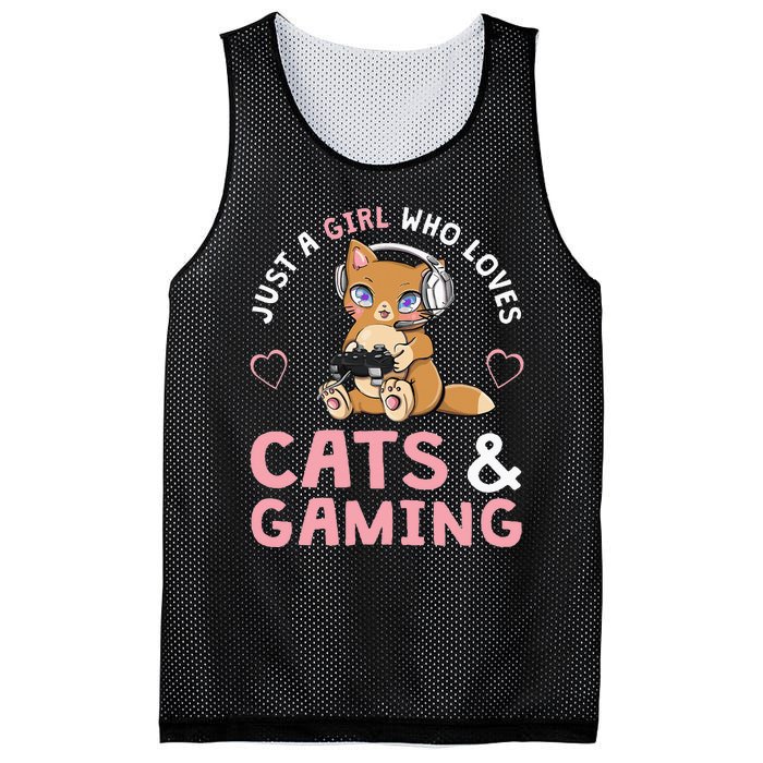 Just A  Who Loves Cats And Gaming Cute Gamer Cat Mesh Reversible Basketball Jersey Tank