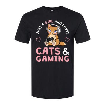 Just A  Who Loves Cats And Gaming Cute Gamer Cat Softstyle CVC T-Shirt