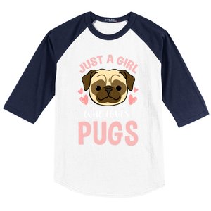 Just A Who Loves Pugs Gift Baseball Sleeve Shirt