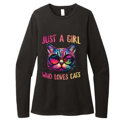 Just A  Who Loves Cats Colorful Cat Watercolor Womens CVC Long Sleeve Shirt