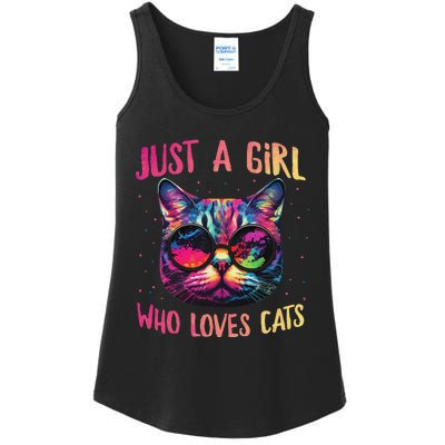 Just A  Who Loves Cats Colorful Cat Watercolor Ladies Essential Tank