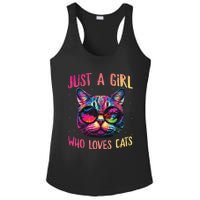 Just A  Who Loves Cats Colorful Cat Watercolor Ladies PosiCharge Competitor Racerback Tank