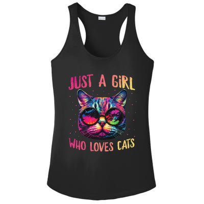 Just A  Who Loves Cats Colorful Cat Watercolor Ladies PosiCharge Competitor Racerback Tank