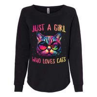 Just A  Who Loves Cats Colorful Cat Watercolor Womens California Wash Sweatshirt