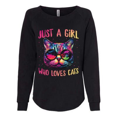 Just A  Who Loves Cats Colorful Cat Watercolor Womens California Wash Sweatshirt