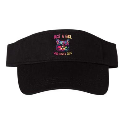 Just A  Who Loves Cats Colorful Cat Watercolor Valucap Bio-Washed Visor