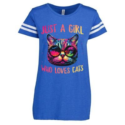 Just A  Who Loves Cats Colorful Cat Watercolor Enza Ladies Jersey Football T-Shirt