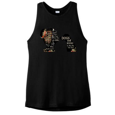 Just A Who Loves Books And Dogs Gift Ladies PosiCharge Tri-Blend Wicking Tank