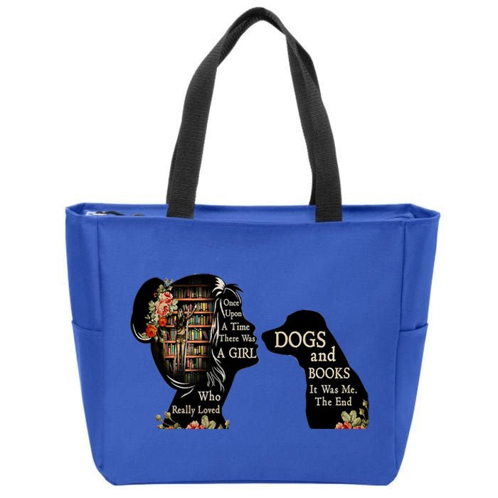 Just A Who Loves Books And Dogs Gift Zip Tote Bag