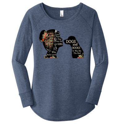 Just A Who Loves Books And Dogs Gift Women's Perfect Tri Tunic Long Sleeve Shirt