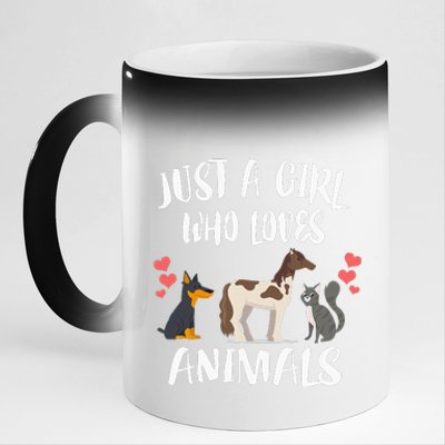 Just A Who Loves Animals Dog Cat Horse 11oz Black Color Changing Mug