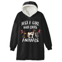 Just A Who Loves Animals Dog Cat Horse Hooded Wearable Blanket