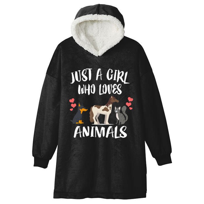 Just A Who Loves Animals Dog Cat Horse Hooded Wearable Blanket