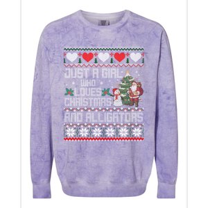 Just A Who Loves Christmas And Alligators Ugly Sweater Gift Colorblast Crewneck Sweatshirt